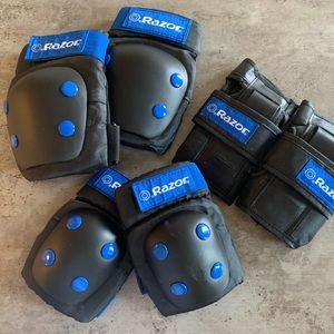 Razor Multi-Sport Child Pad Set; Elbow Knee Pads Wrist Guards Blue/Black